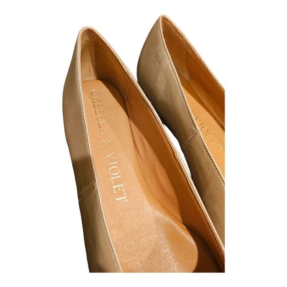 CHELSEA & VIOLET Platinum Gold Leather Ballet Flats - Size 12 New - Picture 6 of 7